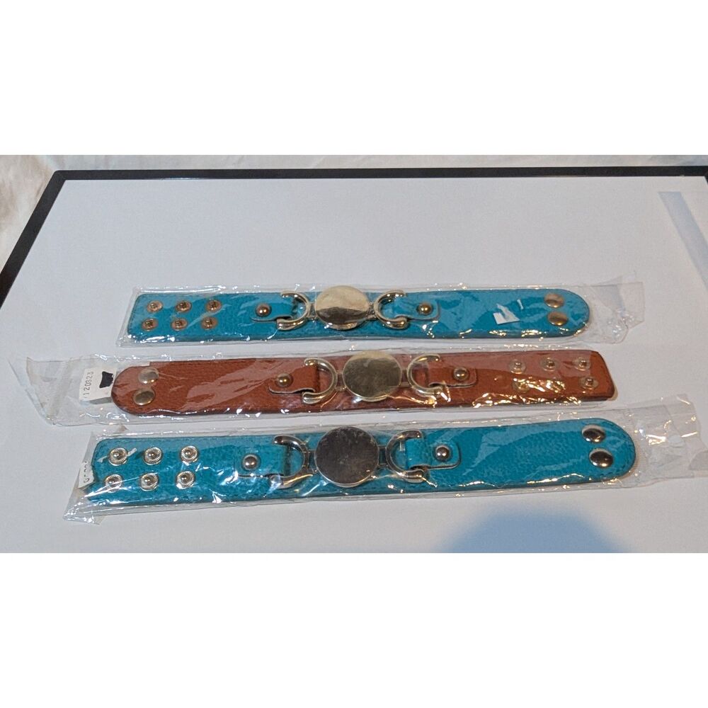 Set of 3 Faux Leather Cuff Bracelets